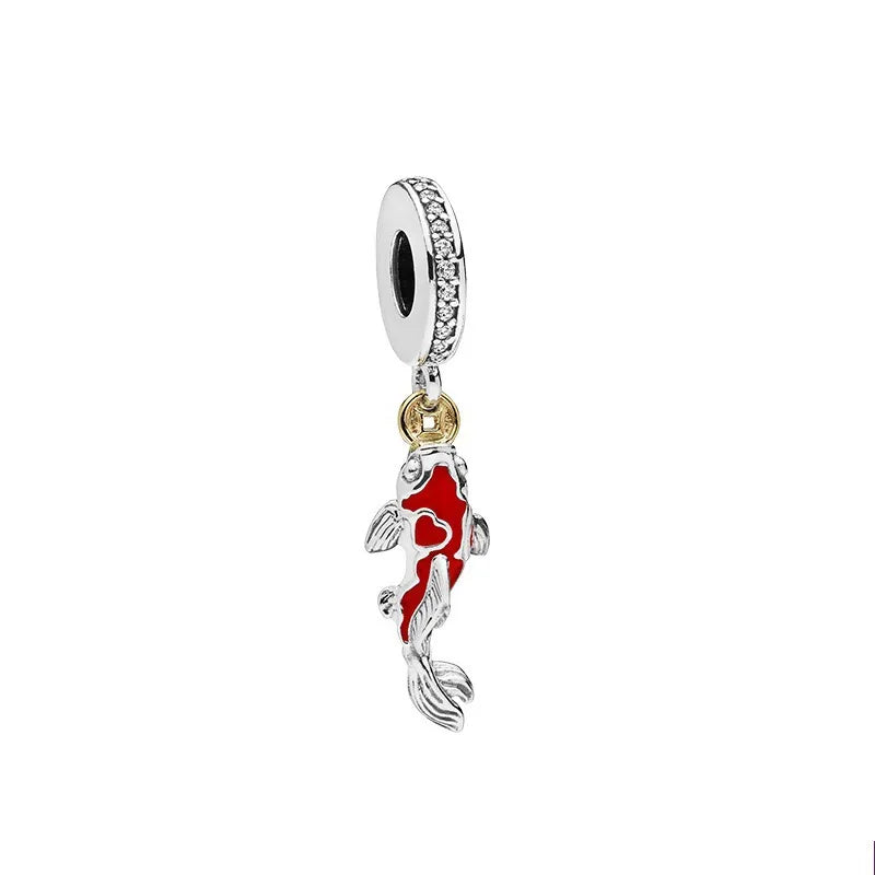New 925 Sterlling Silver Elegant Blue Ocean Mermaid Koi Crab Charm Pendant Fit Original Bracelet DIY Women Jewelry Accessories