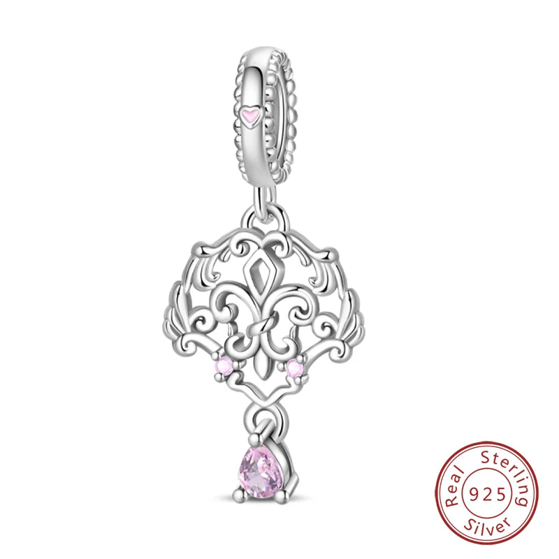 Real 925 Sterling Silver Pink Series Heart Charms Beads Fit Qikaola 925 Original Bracelets DIY Mother's Day Jewelry Gift For Mom