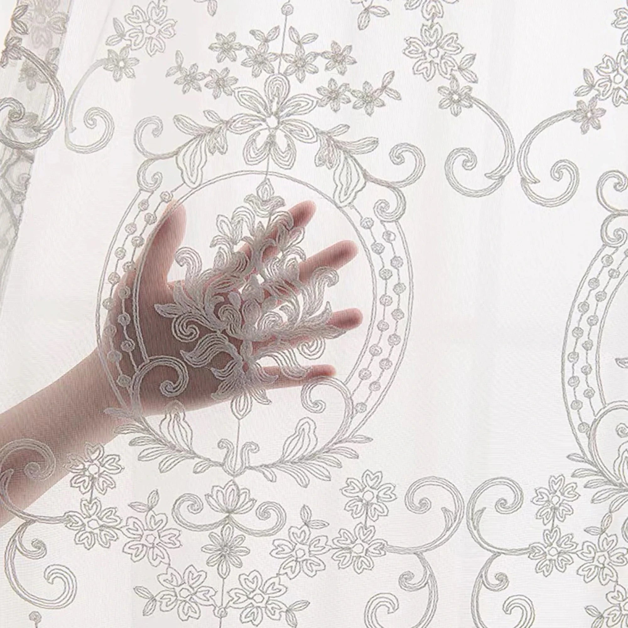 1pc Elegant Single Layer Embroidered Sheer Curtain, Breathable,Anti-Mosquito,sunscreen,for Living Room, Bedroom Decor