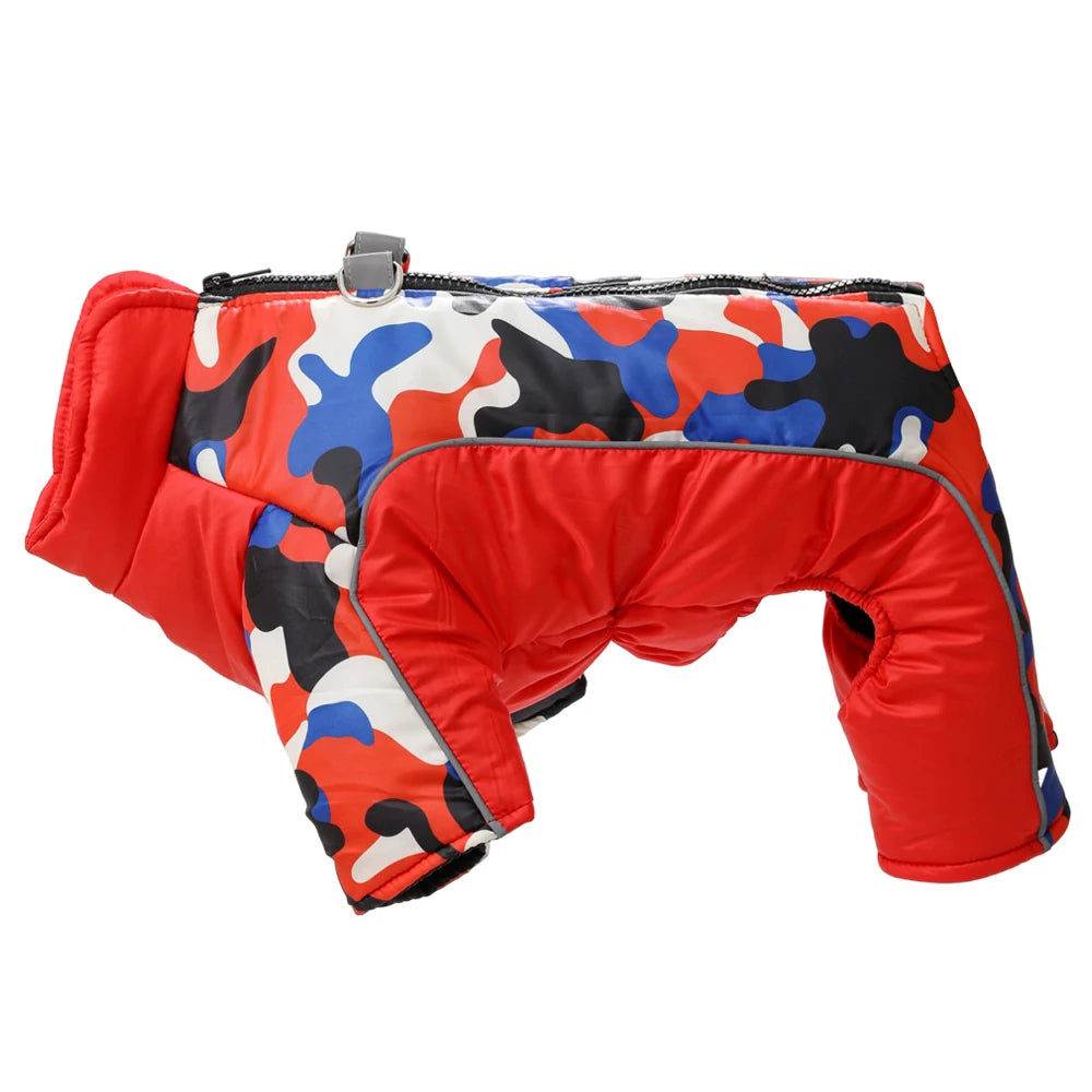 Warm Pet Clothes With D-ring Reflective Dog Jumpsuit For Small Medium Dogs Camouflage Puppy Coat For Winter Chihuahua Pug Jacket