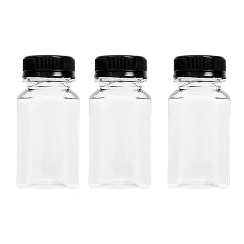 10/1x Transparent Juice Bottles with Caps Empty Clear Containers with Seal Lids for Home DIY Smoothie Milk Water Other Beverages