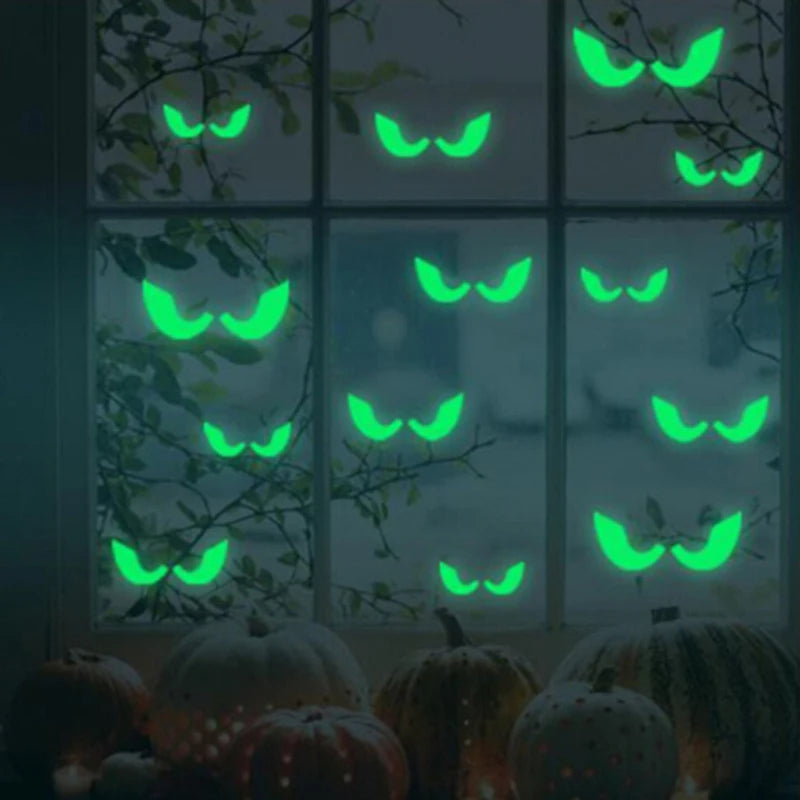 36/pcs  Halloween Luminous Wall Decals Glowing in The Dark Eyes Window Sticker for Halloween Decoration for Home Party Supplies