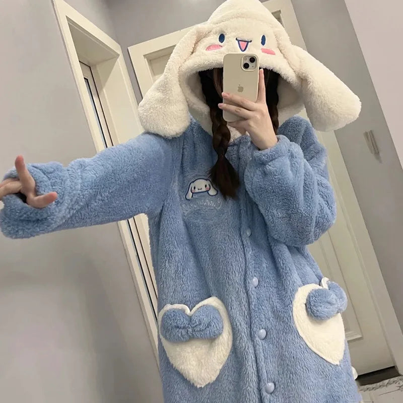 Women's Onesies Flannel Cosplay Costume Dinosaur Panda Fox Animal Pajama Cartoon Hooded Sleepwear Halloween Christmas Nightdress