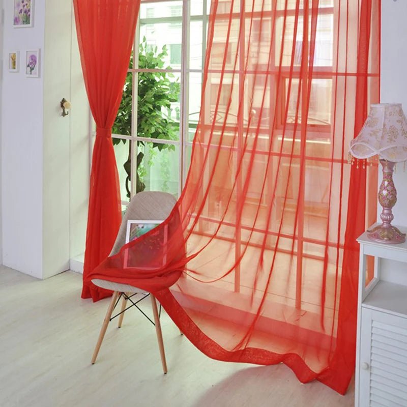 1PC Transparent Window Gauze Mesh Solid Color Curtain Household Products Europe Style Easy To Install Curtain Room Tulle Curtain