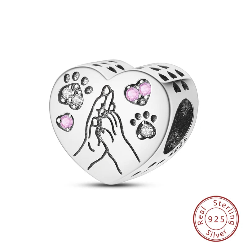 Real 925 Sterling Silver Pink Series Heart Charms Beads Fit Qikaola 925 Original Bracelets DIY Mother's Day Jewelry Gift For Mom