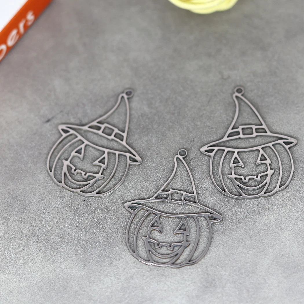 3pcs DIY Vintage Tassels Earring Pumpkin Stainless Steel Pendant Charms for Jewelry Making Necklace Women Girl Halloween Gifts