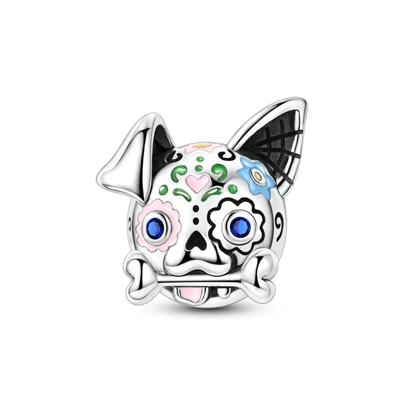 Original 925 Sterling Silver Halloween Charms Beads Pendant Pumpkin Witch Doll Skull Candy Charm Fit Bracelet DIY Jewelry Gift