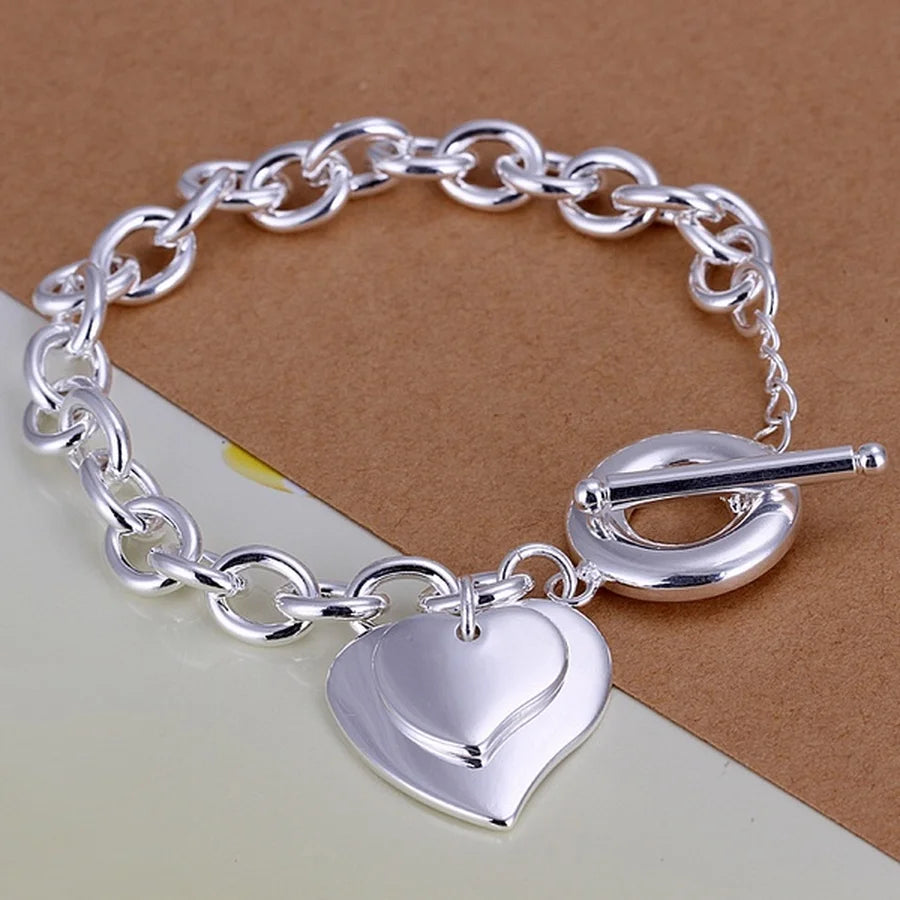 Noble 925 Sterling Silver Square Solid Chain Bracelet for Women Men Charm Party Gift Wedding Fashion Jewelry