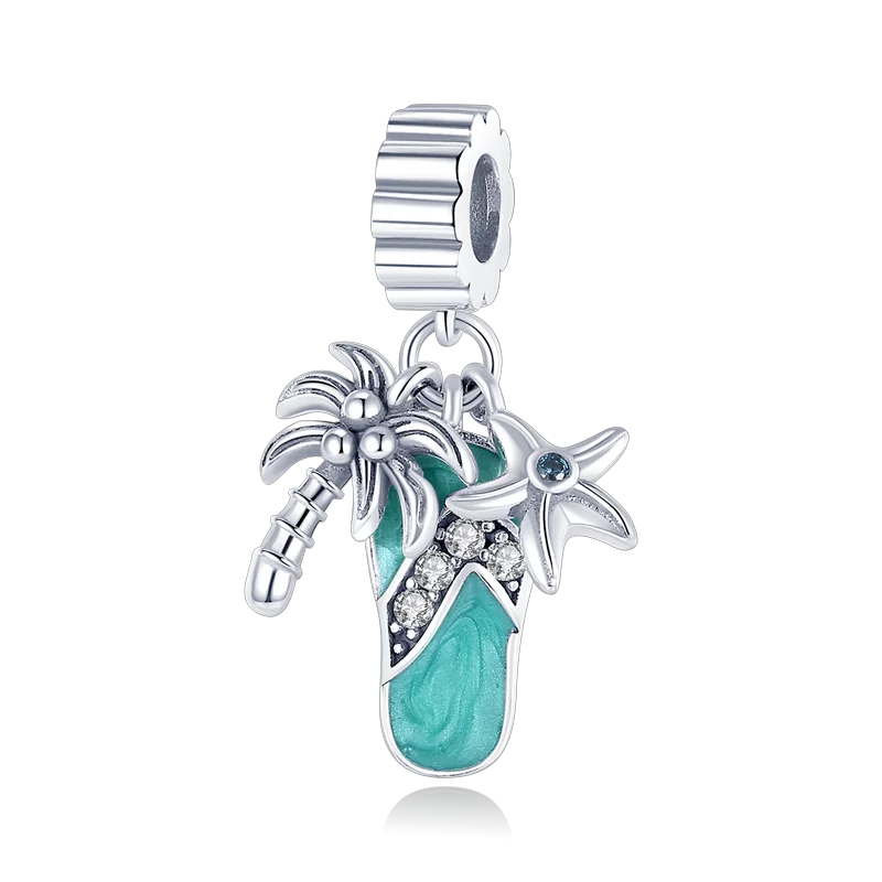 New 925 Sterling Silver Cactus Four Leaf Clover Charm Spring Green Series Bead Pendant For Original Beads Bracelet DIY Jewelry