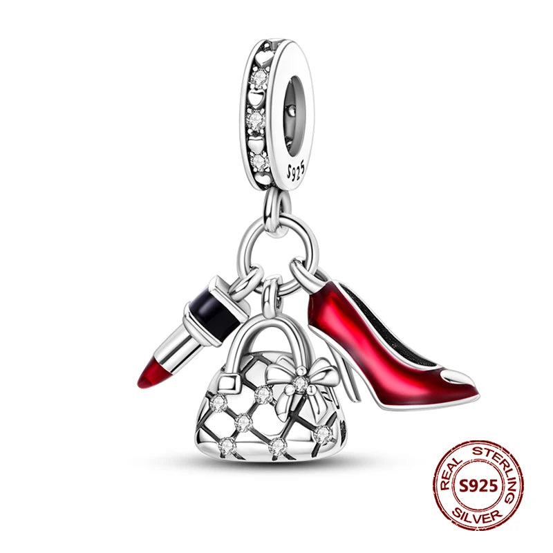 925 Sterling Silver Strawberry Turtle Owl Charm Beads Suitable For Original Bracelet Women DIY Jewelry Making Birthday Gifts