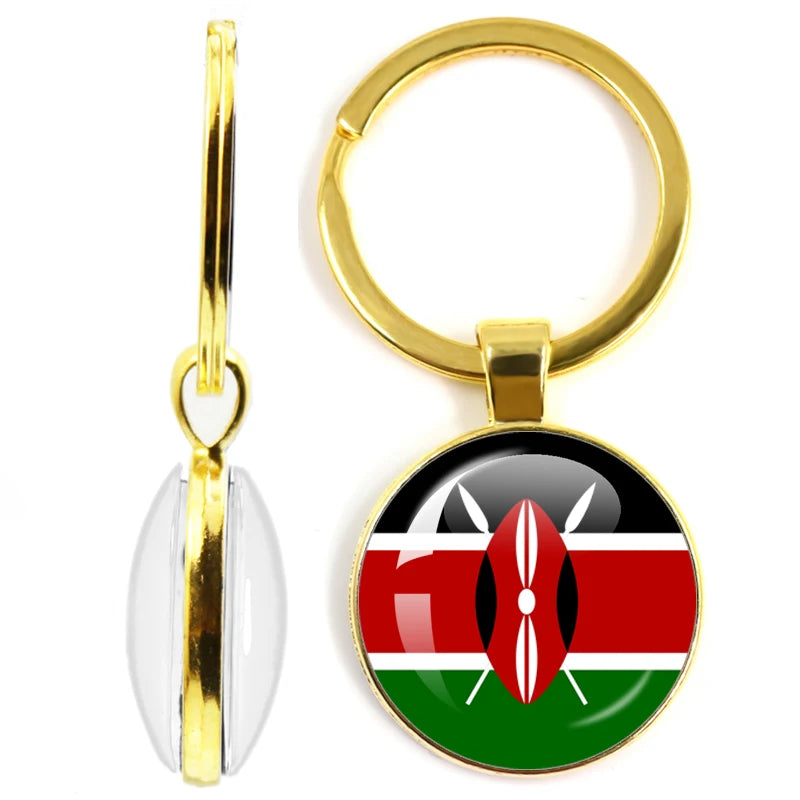 National Flag Glass Double-Sided Keychain Ethiopia Islas Canarias Kenya Sudan Madeira Melilla South Sudan Ceuta Seychelles