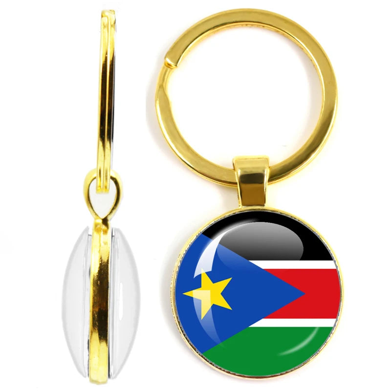 National Flag Glass Double-Sided Keychain Ethiopia Islas Canarias Kenya Sudan Madeira Melilla South Sudan Ceuta Seychelles