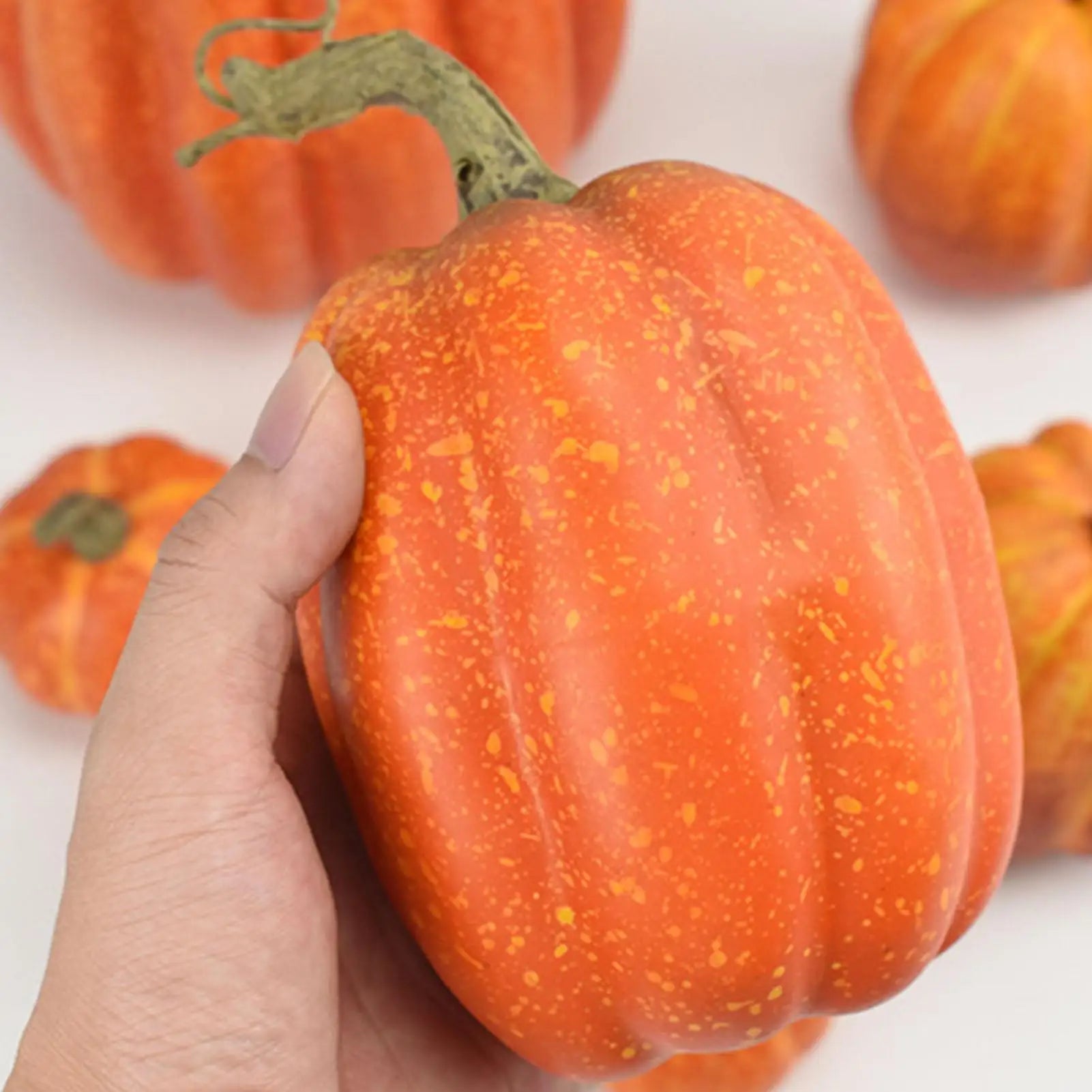 7pcs Artificial Pumpkins Faux Artificial Pumpkins  Fake Simulation Pumpkins Halloween Thanksgiving Party Props Home Decoration