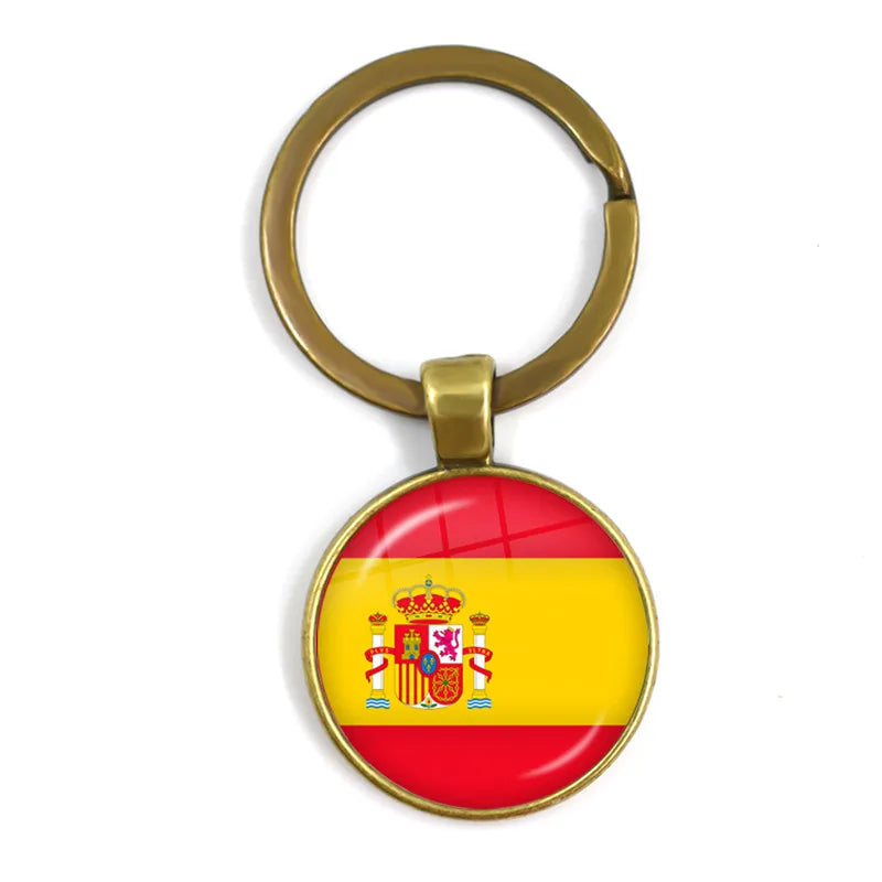 National Flag Round Keychain Korea, Serbia, Russia, Slovenia, Argentina, the United States, Turkey, Spain, Dominica Keyring Gift