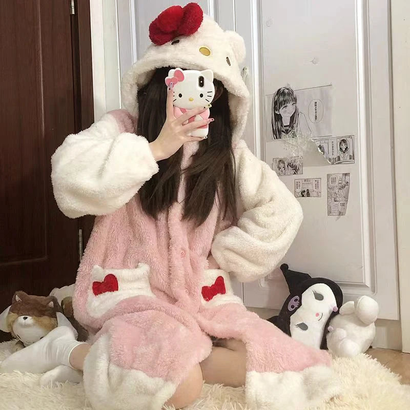 Women's Onesies Flannel Cosplay Costume Dinosaur Panda Fox Animal Pajama Cartoon Hooded Sleepwear Halloween Christmas Nightdress