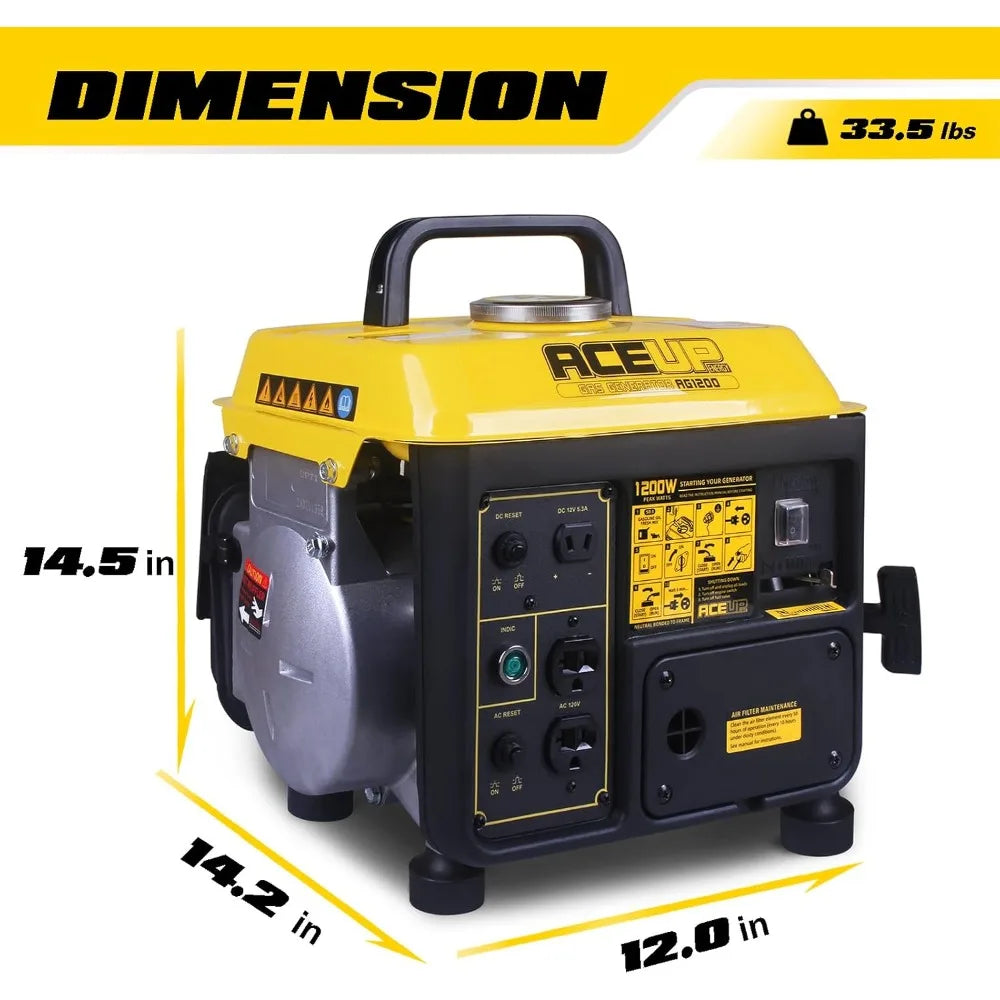 1,200W Gas Powered Generator, Small Portable Generator for Home Use Camping Ultralight, EPA & CARB Compliant