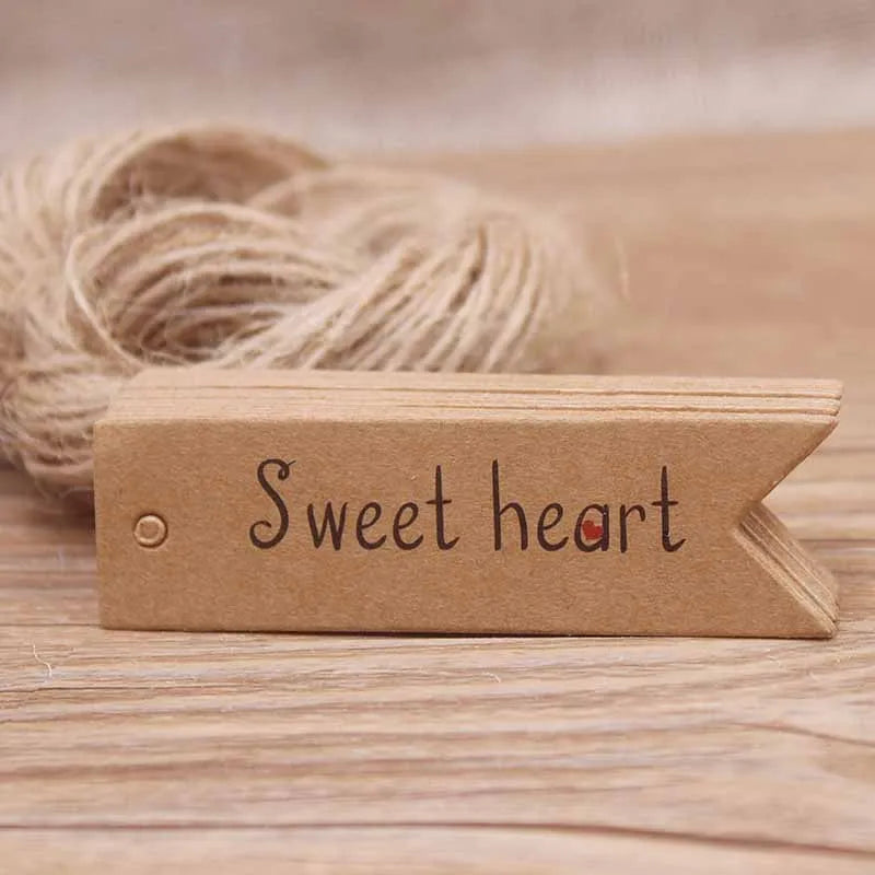 100pcs Kraft Gift Tags with 20m Rope Thank You Paper tags for  Gift New Year Halloween Christmas Label Party Decoration