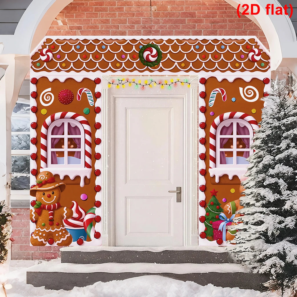 Christmas Gingerbread Man Banner Couplet Christmas Decor for Home 2025 Door Cover Xmas Ornament Navidad Natal New Year Gift 2026