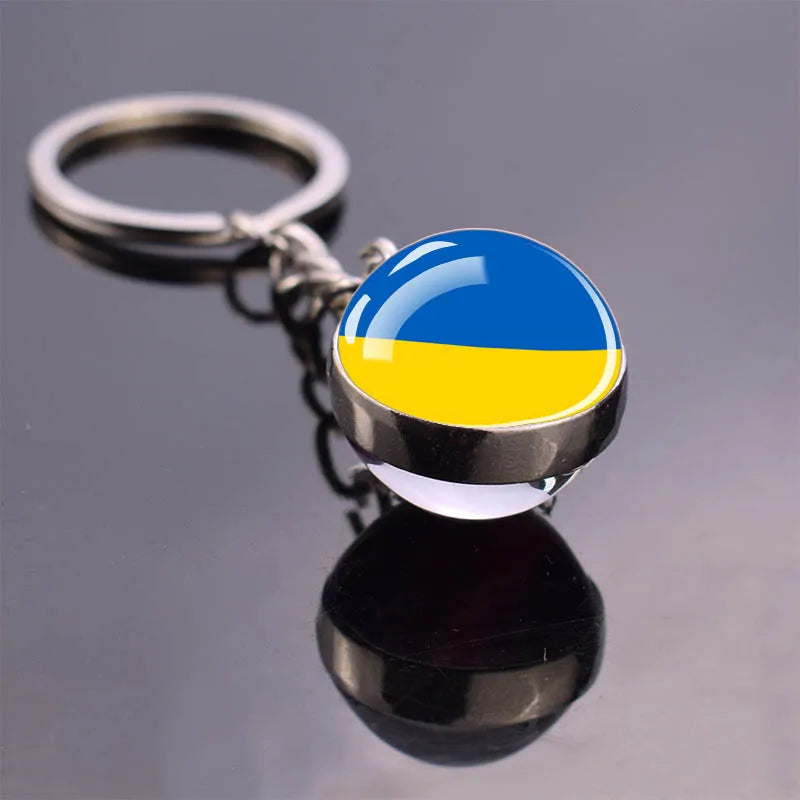 Europe Countries Flag Glass Ball Keychain Russia France Spain UK Italy Poland Ukraine Flag Keyring Travel Gift