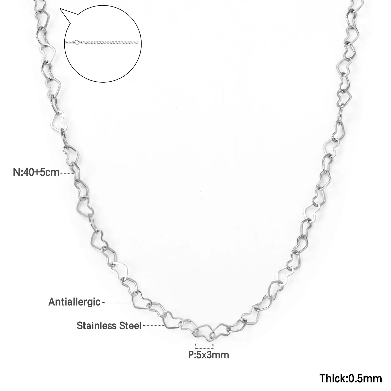 LUXUKISSKIDS Fashion Simple Heart Pendant Necklace for You Small Love Shape Stainless Steel Black Hearts Clavicle Choker Jewelry