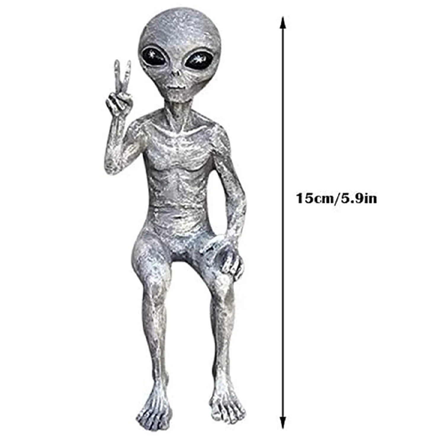 Garden Resin Alien Statue Sculptures Figurine Garden Ornament Indoor Art Decor for Patio Garden Decor Outdoor Home Decorations