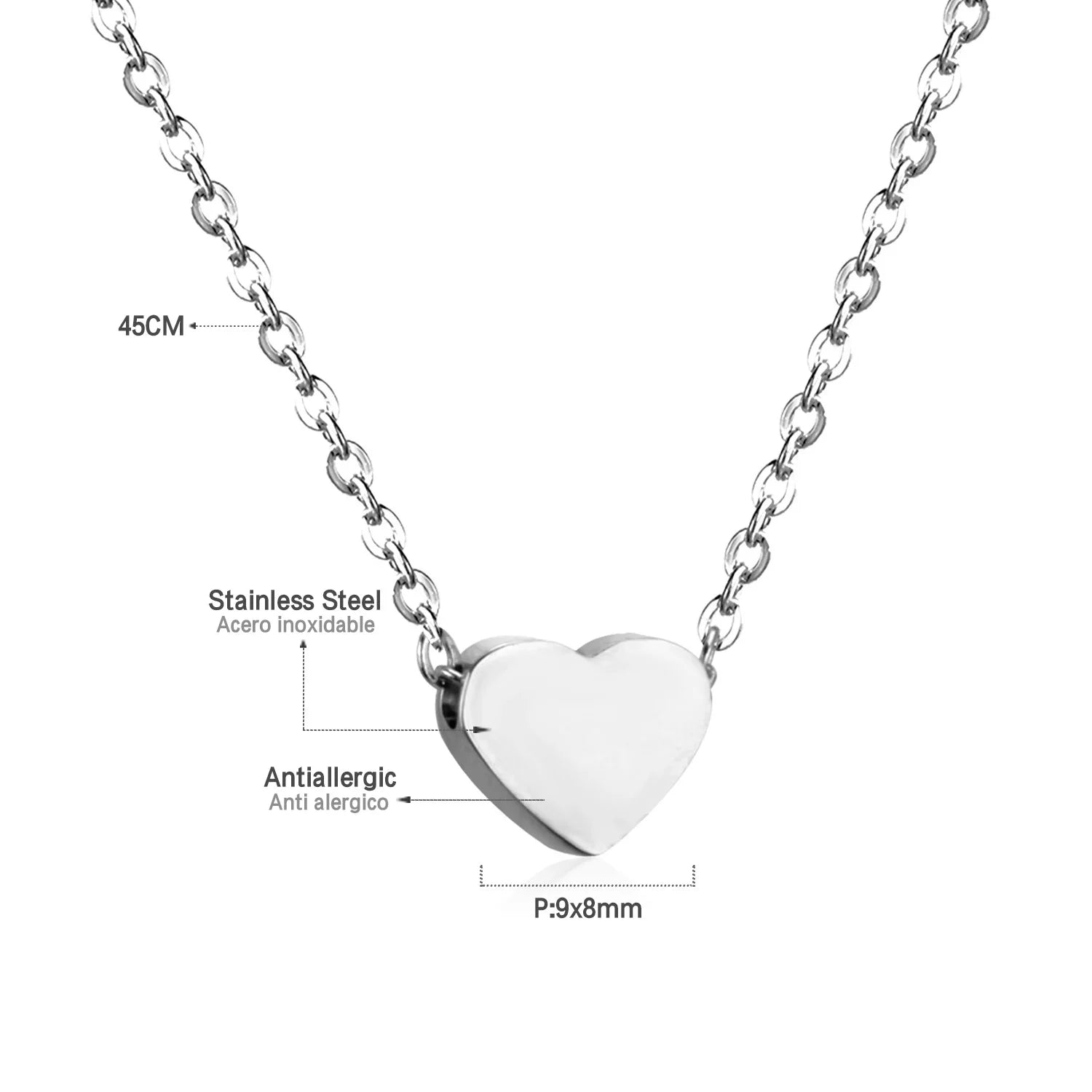 LUXUKISSKIDS Fashion Simple Heart Pendant Necklace for You Small Love Shape Stainless Steel Black Hearts Clavicle Choker Jewelry