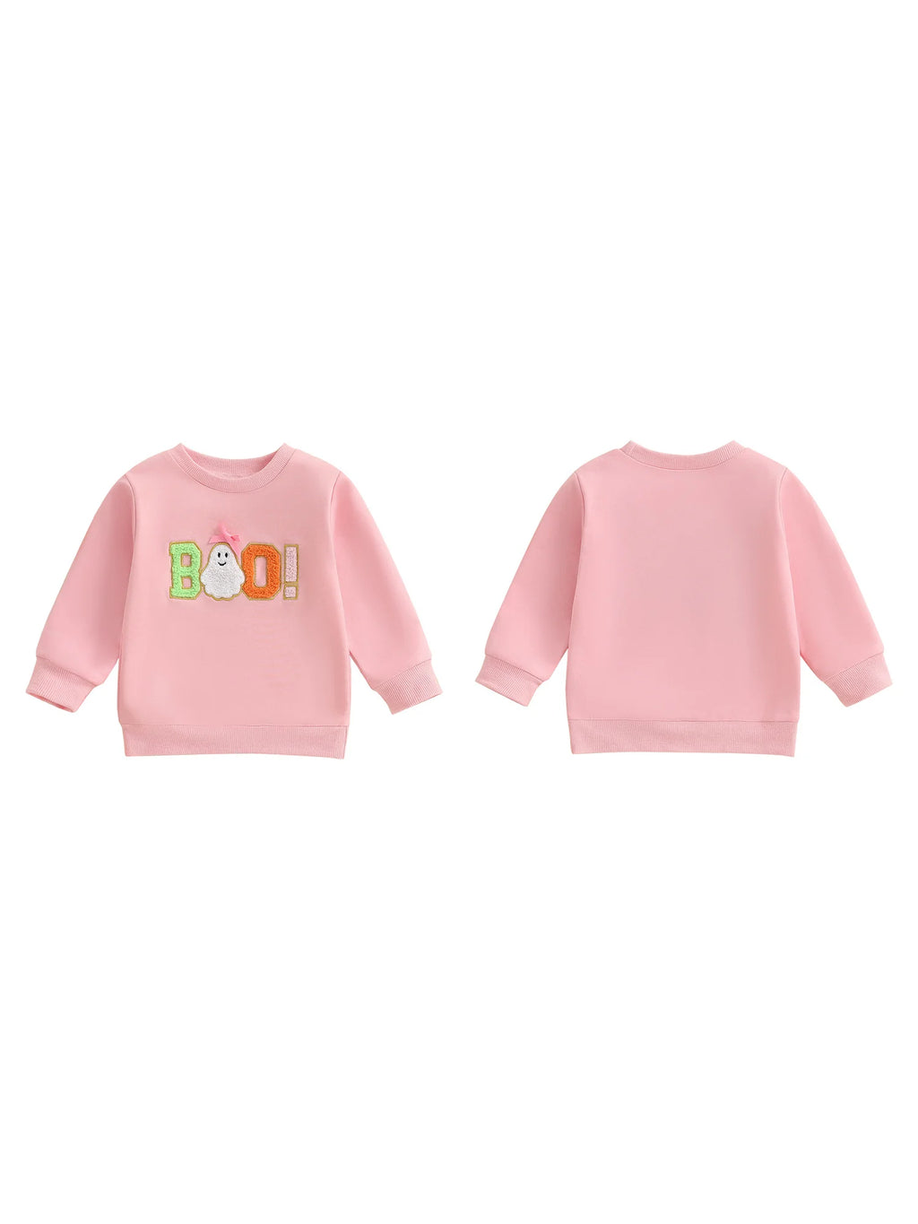 Adorable Infant Halloween Pullover with Embroidered Letters Round Neck and Long Sleeves - Stylish Toddler Outfit for Fall Fun