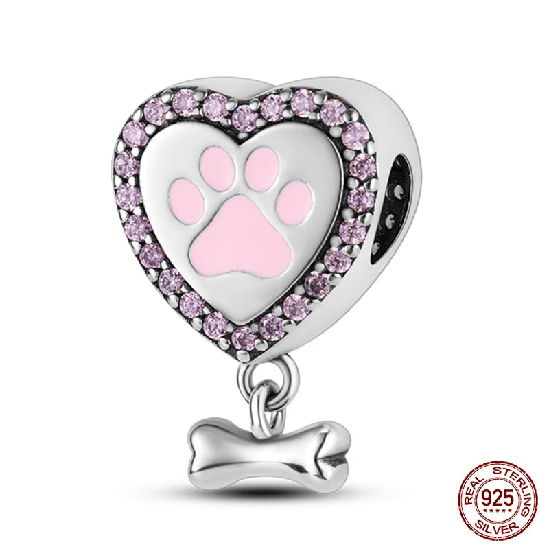 Real 925 Sterling Silver Pink Series Heart Charms Beads Fit Qikaola 925 Original Bracelets DIY Mother's Day Jewelry Gift For Mom