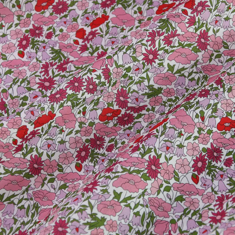 poppy forest pink flowers print custom tana liberty London print fabric 100% cotton lawn for baby dress DIY fabric