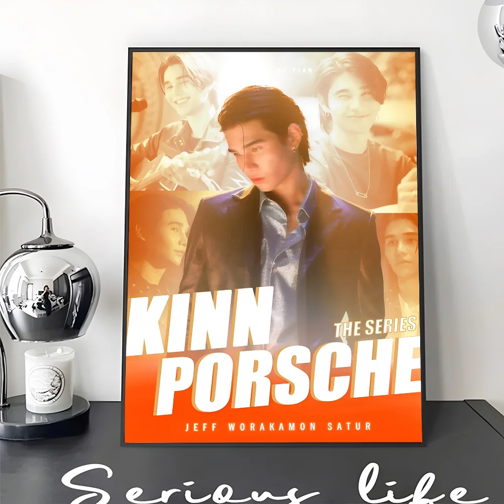 KinnPorsche The Series Movie  Self-adhesive Art Poster Fancy Wall Sticker for Living Room Bar Decoration Decorative Painting