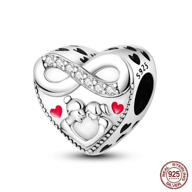 925 Sterling Silver Romantic Heart Series Charms Beads Fit Qikaola 925 Original Bracelet DIY Mother's Day Jewelry Gifts