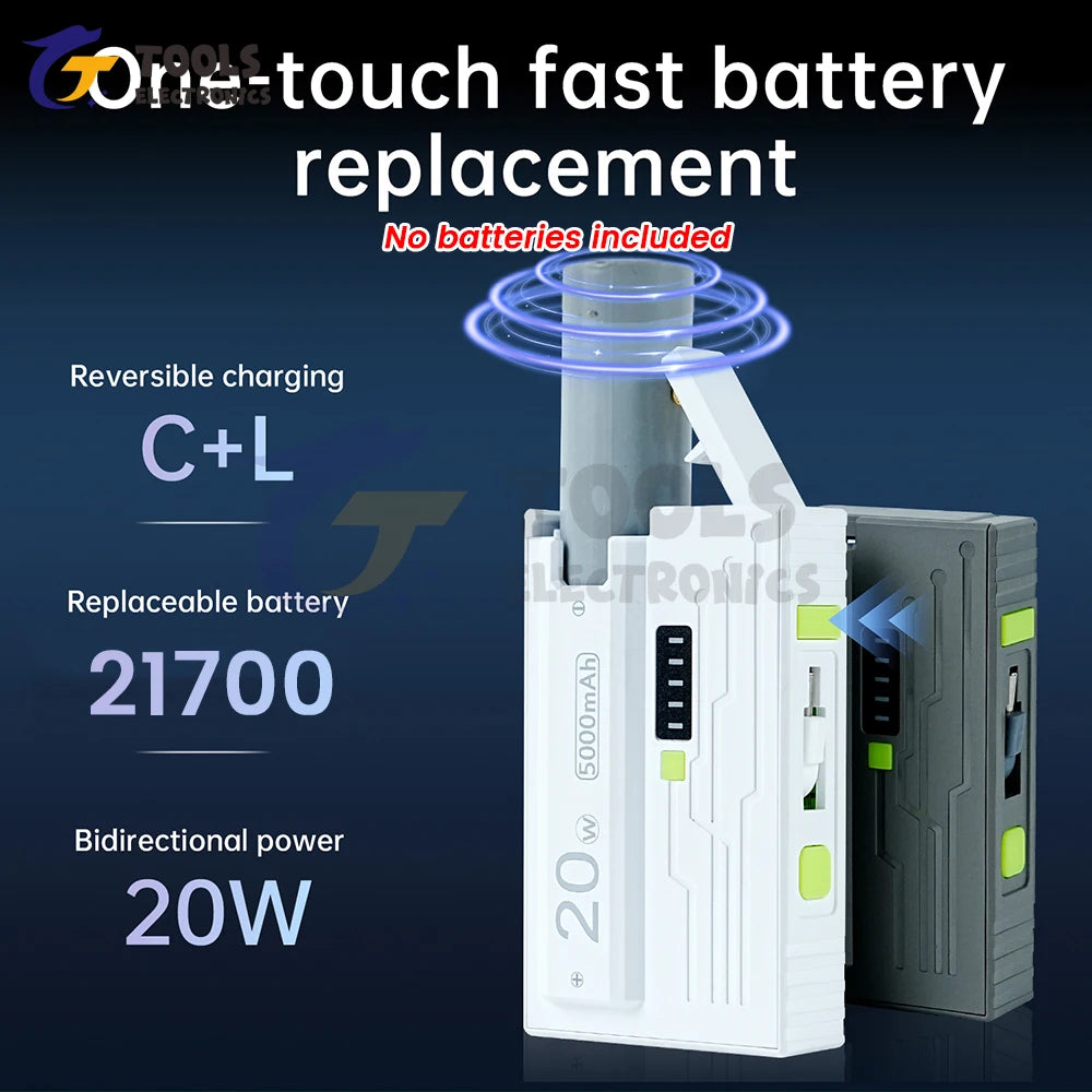 1*21700 Battery Box DIY Kit Battery Charger Case DIY Power Bank Box 20W Fast Charging For Phone Charging Not Including Batteries