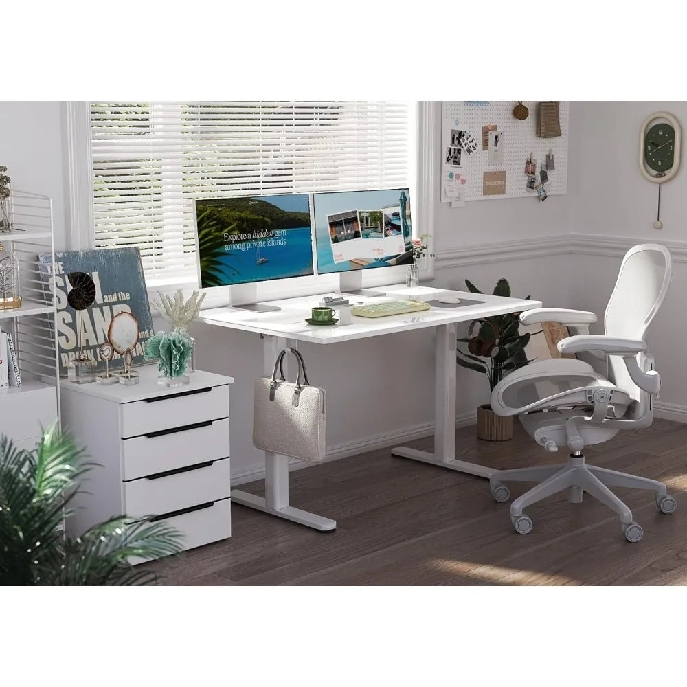 Hot Sale.White Glass Standing Desk, 48x24 Inch White Standing Desk Adjustable Height Electric Stand Up Quick Install - Popular