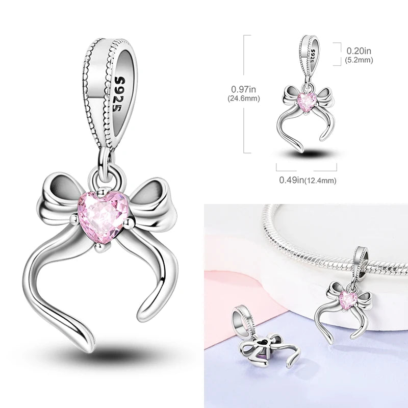 Hot Sale Charms Beads 925 Sterling Silver Pink Perfume Bottle Letter Luminous Firefly Tarot Card Beads Fit DIY Bracelets Jewelry