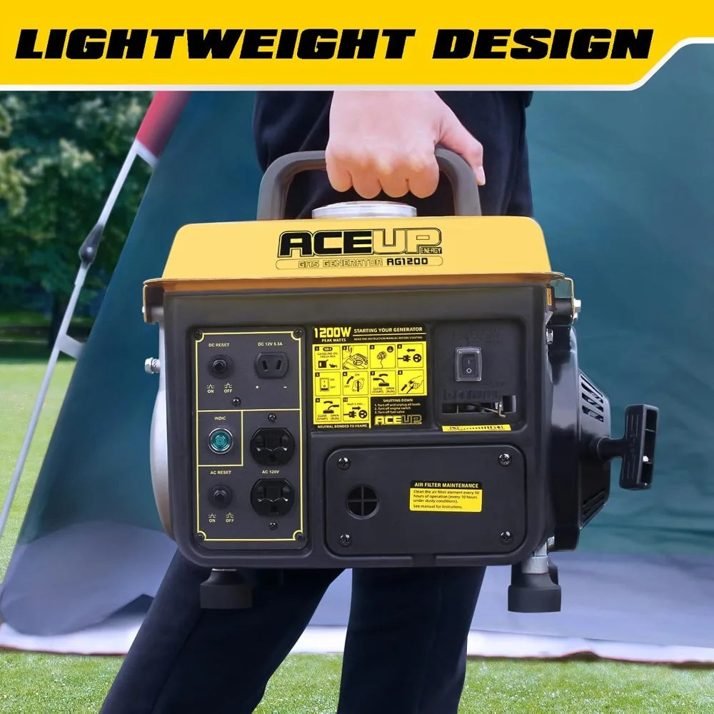 1,200W Gas Powered Generator, Small Portable Generator for Home Use Camping Ultralight, EPA & CARB Compliant