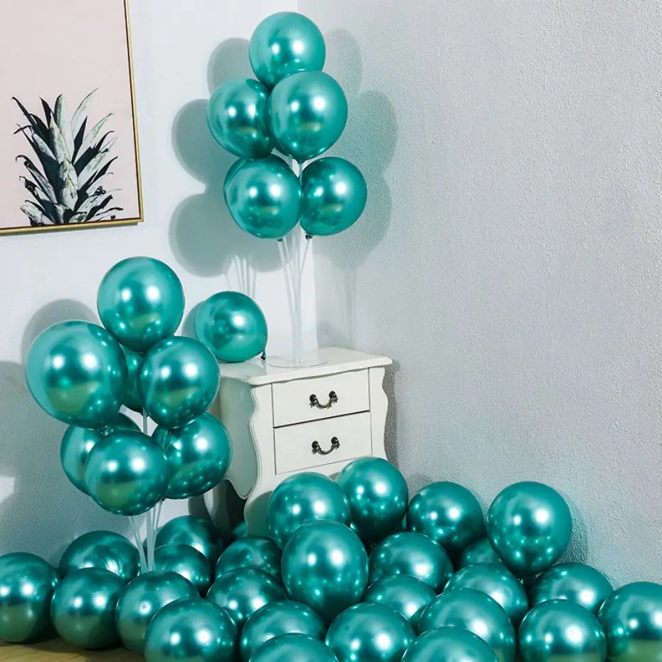 10Pcs Metal Latex Balloons Christmas Baby Shower Balloons Wedding Halloween New Year Ball Shape Birthday Party Decorations