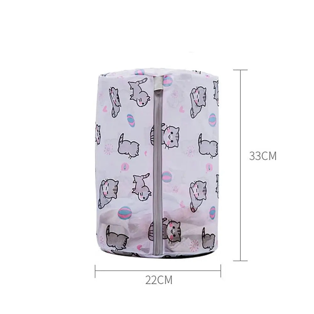 Cute Cat Print Laundry Bag Large Capacity Foldable Washing Bag Distortion Protection Cartoon Storage Bags Household