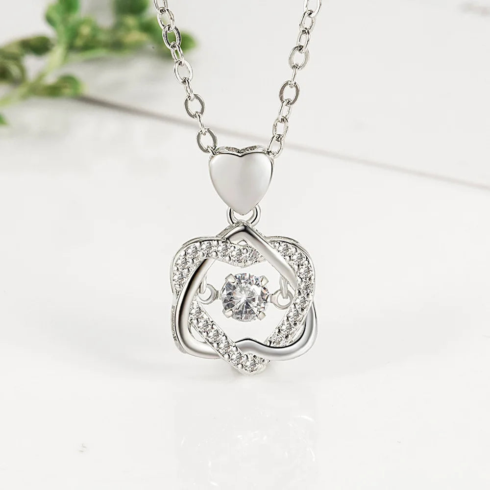 Women's Necklace 925 sterling silver Glowing Firefly Moon Heart Pendant necklace Fashion Day Valentine's Day jewelry gift