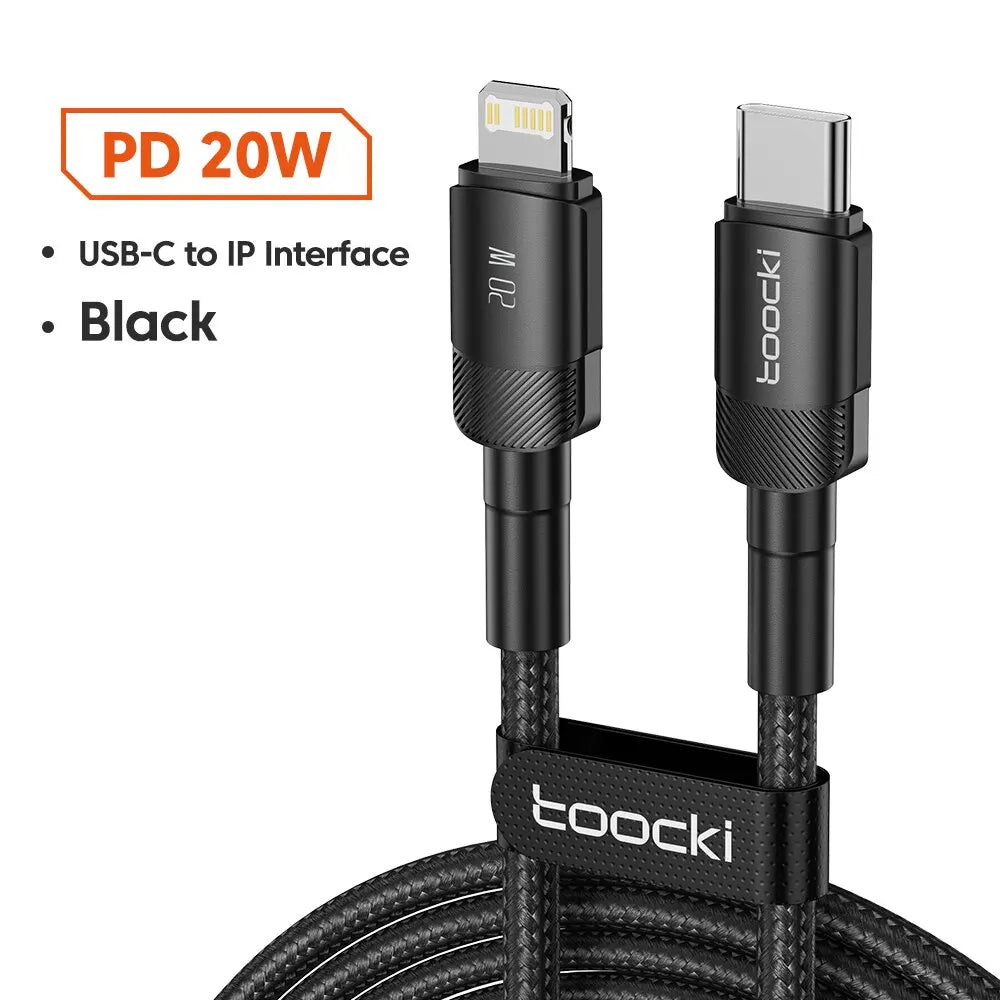 Toocki USB Type C Cable Fast Charging USB C Charger Cord For iPhone 15 14 13 12 11 Huawei P40 P30 Realme Oppo Oneplus Power Bank