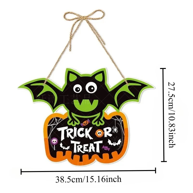 Halloween Party Door Decorations Horror Pumpkin Ghost Bat Hanging Pendent paper Sign for Home Halloween Festival Party Decor