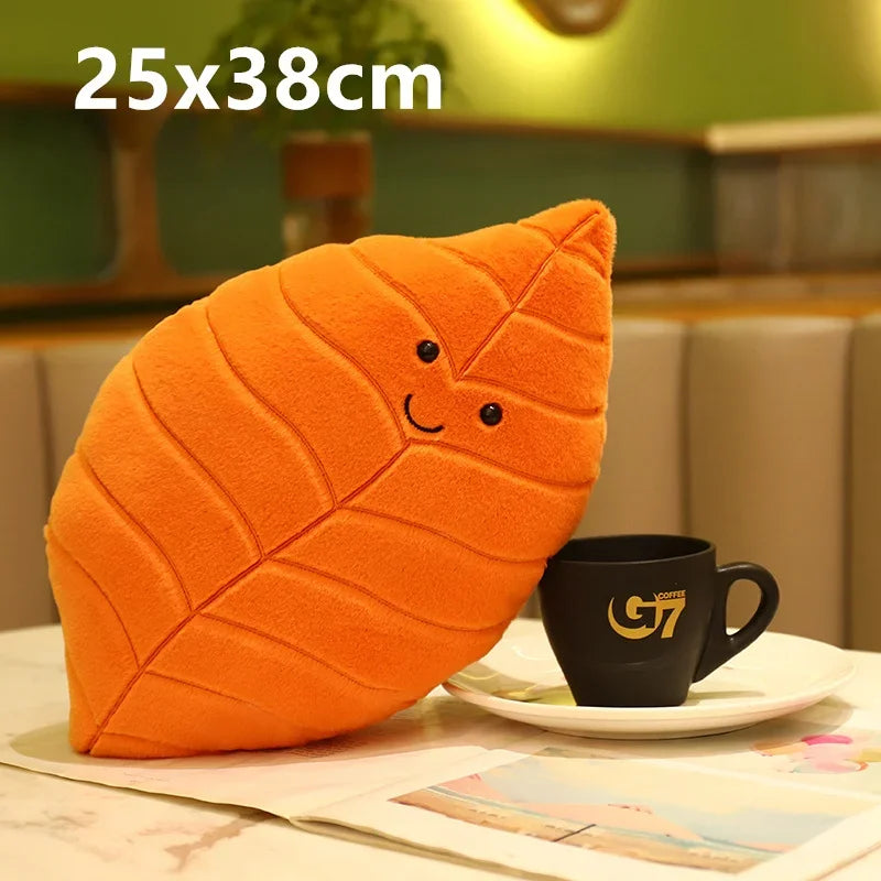 Plush Leaf Pillow Kawaii Plushie Lifelike Cushion Room Decor Stuffed Plant Toy 3D Leaves Household Sofa Pillow Cute Green Girl