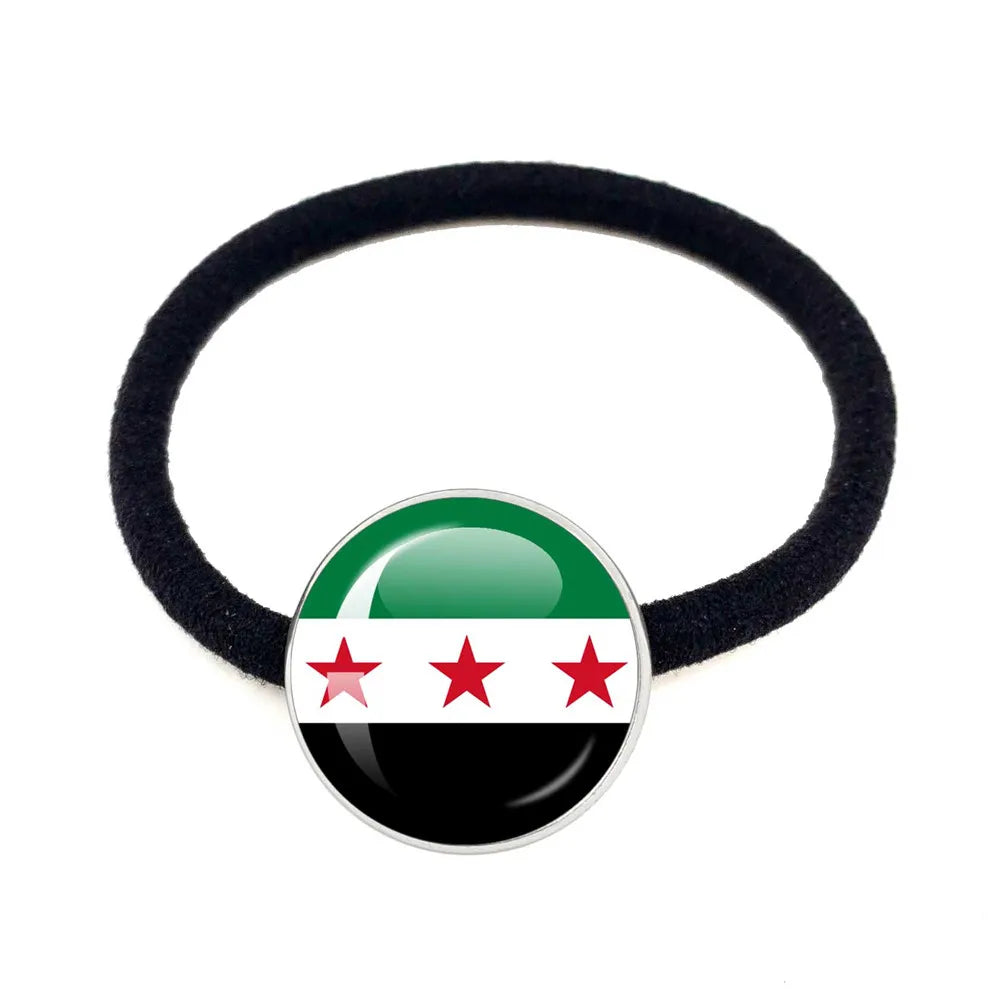 SKY FLAG Syria Flag National Keychain Glass Cabochon Heart-Shape Pendant Keychain For Women Men Charm Fashion Jewelry Gift