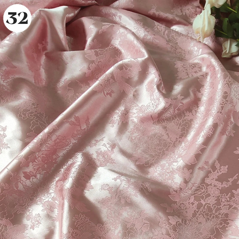 Floral Pattern Jacquard Damask Fabric Faux Silk Satin Brocade Fabric For DIY Sewing Cheongsam Hanfu Wedding Dress Garment Decor