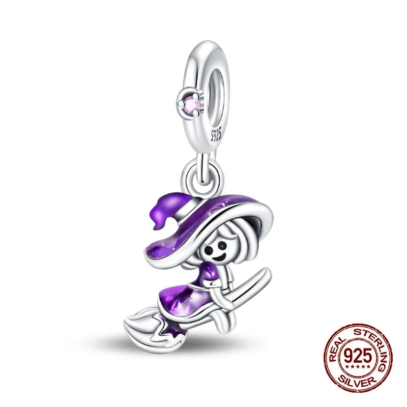 2025 Hot Sale Halloween Charms Bead 925 Sterling Silver Luminous Pumpkin Ghost Dangle Fit Bangle Bracelet Necklace DIY Jewelry