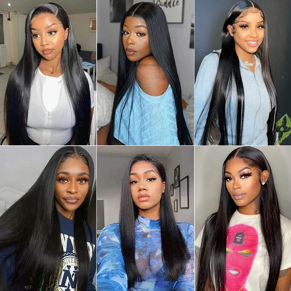 Bone Straight 30 40 Inch 13x6 HD Lace Frontal Wigs Pre Plucked Brazilian Transparent Lace Front Human Hair For Women 200 Density