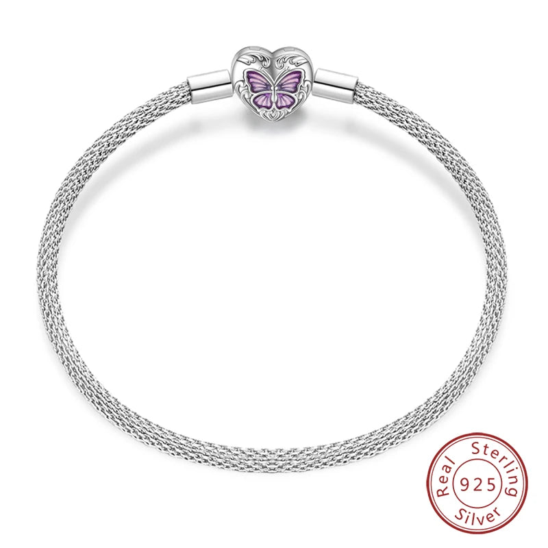 Original 17-20CM Silver 925 Bracelets Star Moon Starry Trajectory Cat Claw Love Zircon Bracelets Fit DIY Charms Birthday Jewelry