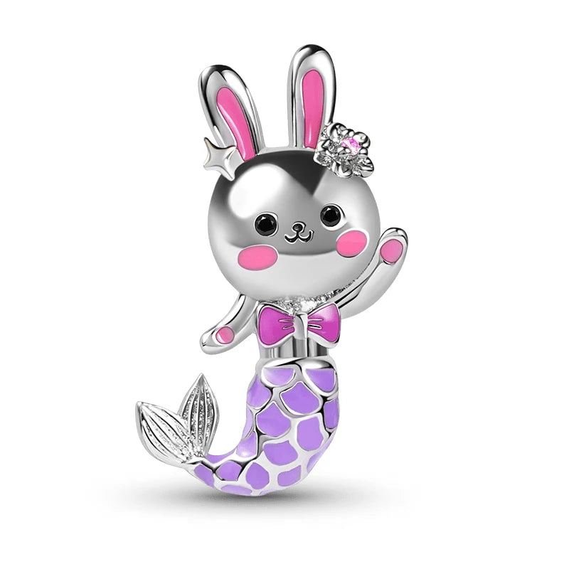 New 925 Sterlling Silver Elegant Blue Ocean Mermaid Koi Crab Charm Pendant Fit Original Bracelet DIY Women Jewelry Accessories