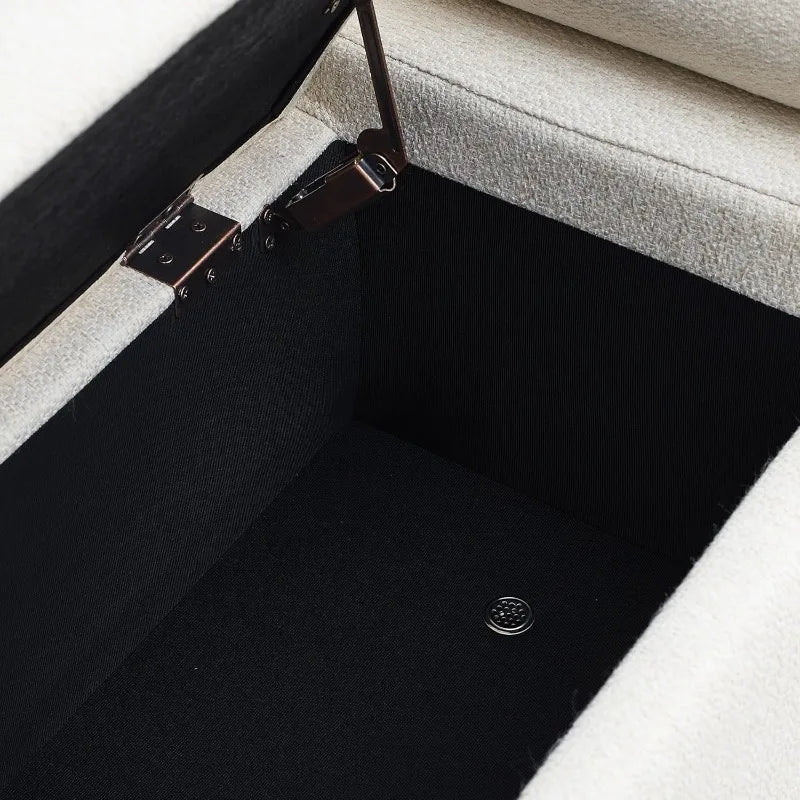 Linen Upholstered Bed End Storage Bench,Cylinder Armed Storage Benches for Bedroom End of Bed,44' Long Storage Ottoman