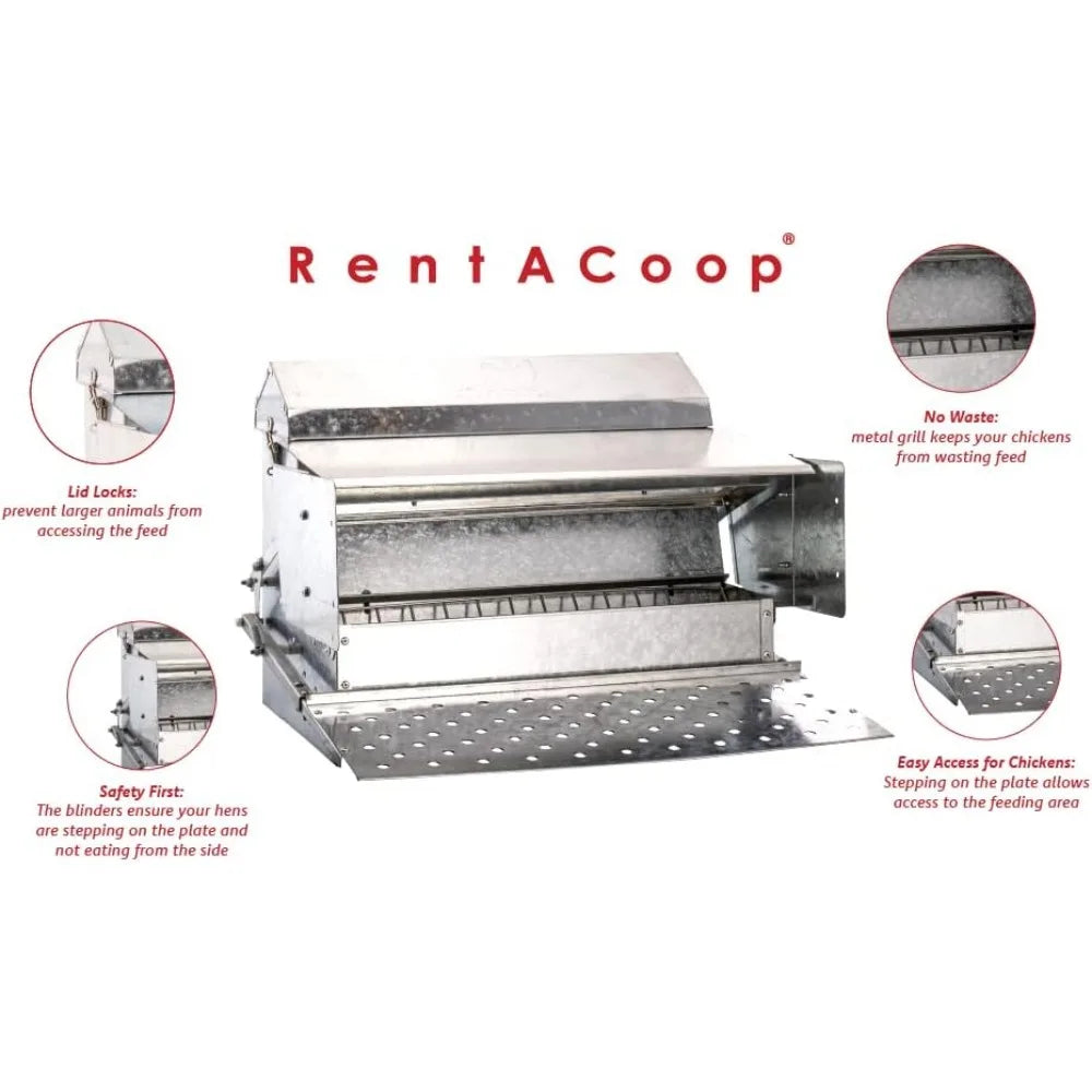 Automatic Metal Treadle Feeder - Outdoor Use, 25lb Capacity