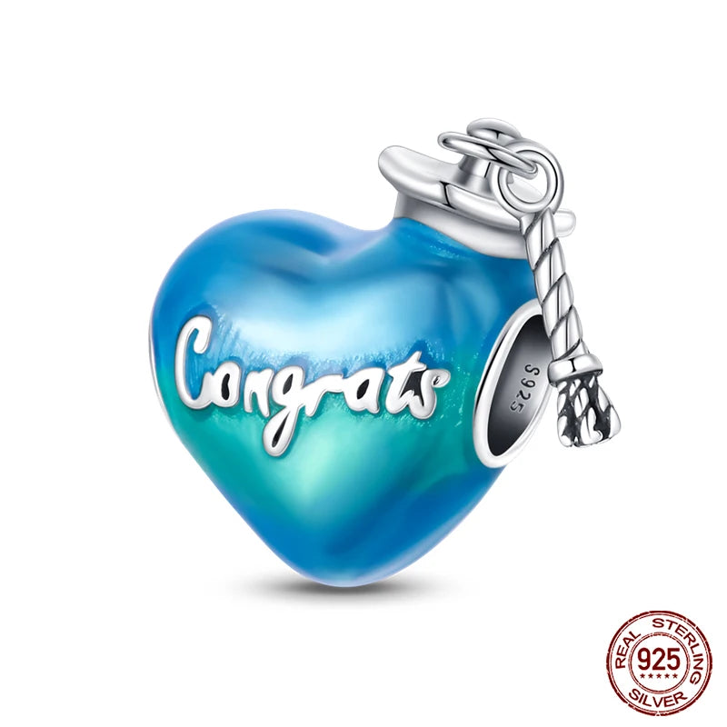 100% 925 Sterling Silver Hot Air Balloon Suitcase Graduation Travel Series Charm Beads Fit Qikaola Original Bracelet DIY Jewelry